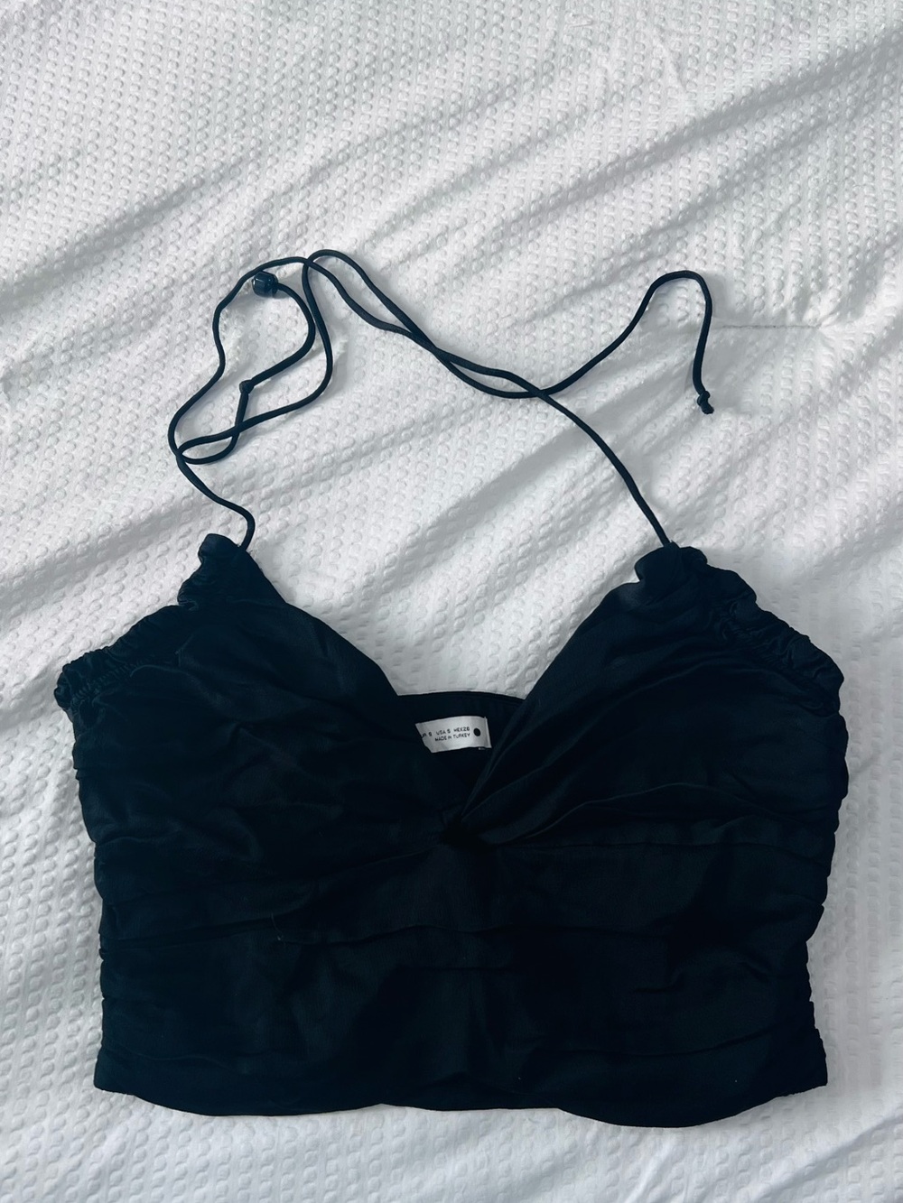 Zara Black Ruched Halter Bandeau Bralette